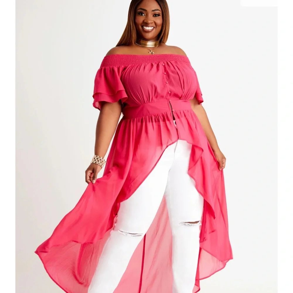 Brand New Half Sleeve Hi Low Blouse/ Duster Sz 22/24 & 26/28 - Picture 3 of 13